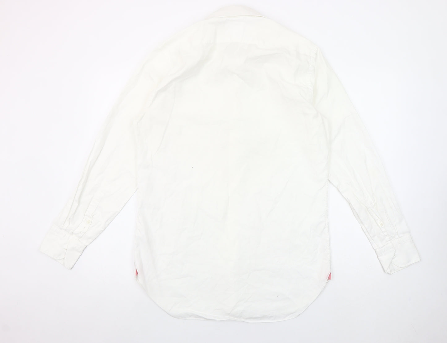 Pink Shirtmaker London Men's White 15.5 Slim Fit Cotton Button-Up Shirt
