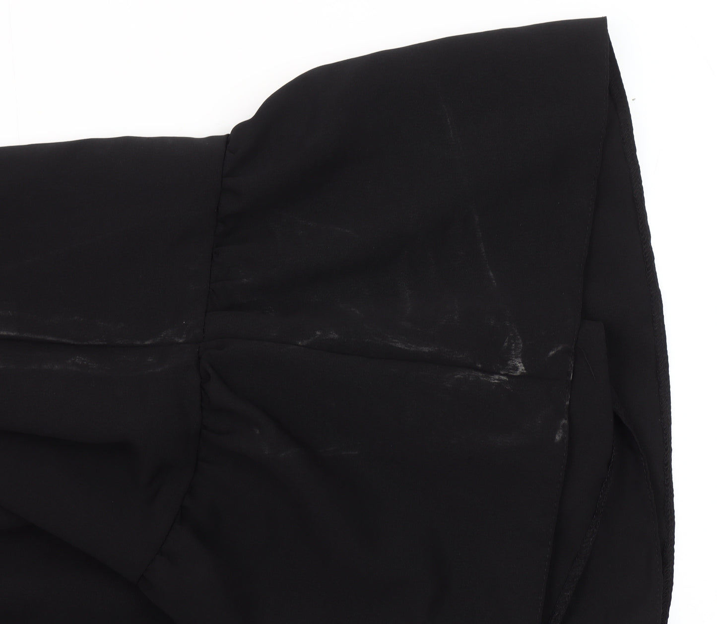 New Look Women’s Black Chiffon Wrap Dress Size 12 Long Sleeve Ruffle Hem
