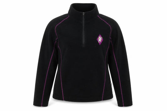 Front view of Kukri women’s black 2xs 1/2 zip fleece sweatshirt polyester sportswear