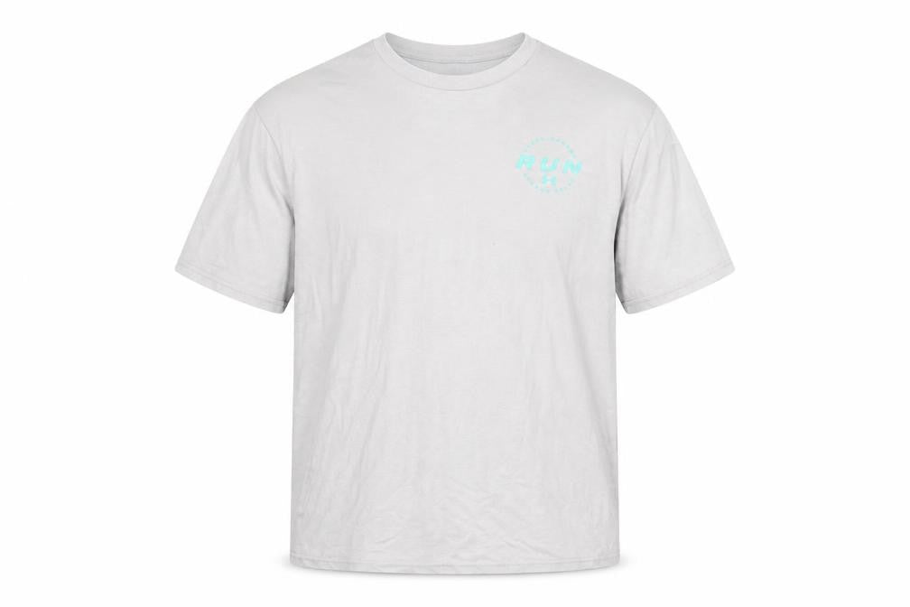 Front view of Under Armour Men's Grey RUN Graphic Short Sleeve T-Shirt M