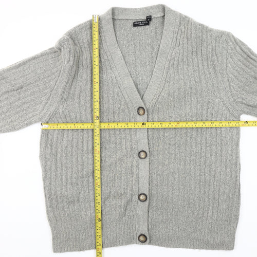 Brave Soul Womens Grey Size 16 Cable Knit V-Neck Button Cardigan