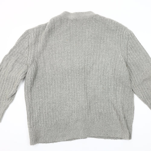 Brave Soul Womens Grey Size 16 Cable Knit V-Neck Button Cardigan