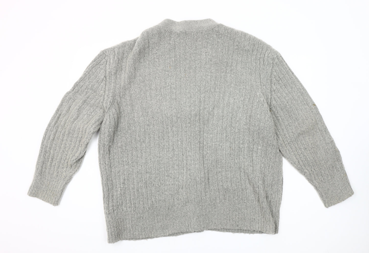 Brave Soul Womens Grey Size 16 Cable Knit V-Neck Button Cardigan
