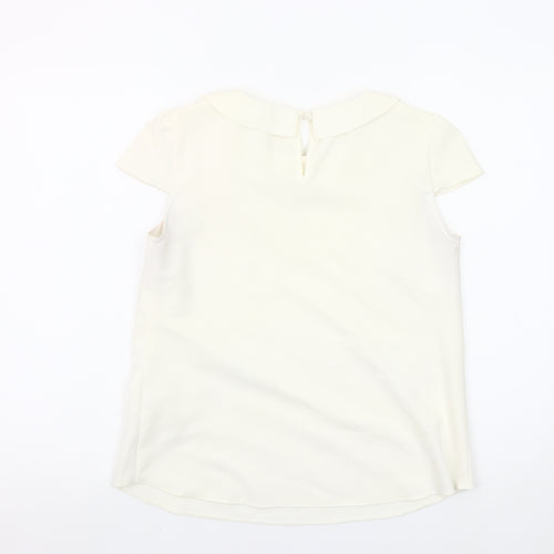 Savida Women’s Ivory Beaded Collar Short Sleeve Blouse UK 10