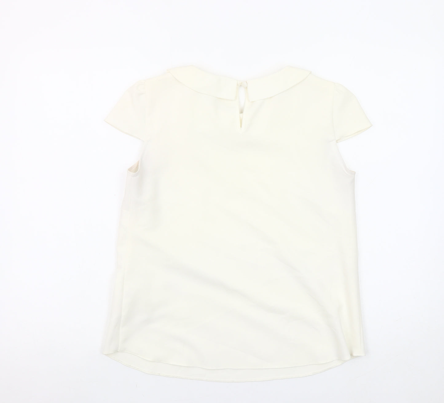 Savida Women’s Ivory Beaded Collar Short Sleeve Blouse UK 10
