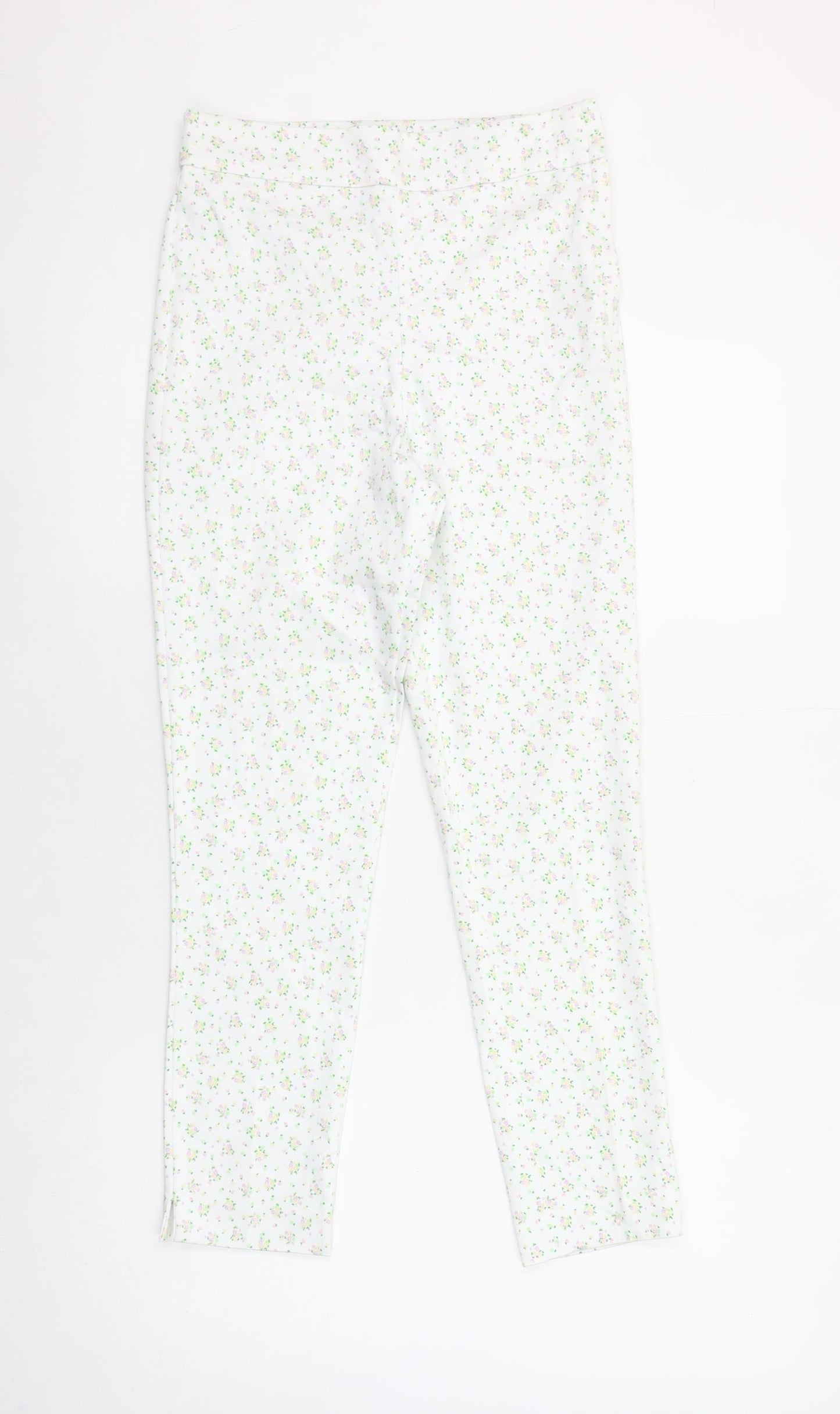 Dunnes Stores Women's White Floral Skinny Trousers Size 8