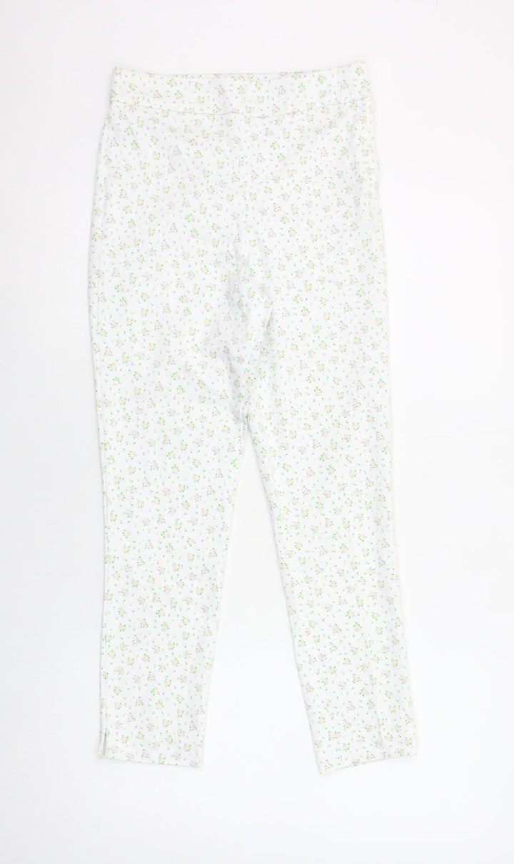 Dunnes Stores Women's White Floral Skinny Trousers Size 8