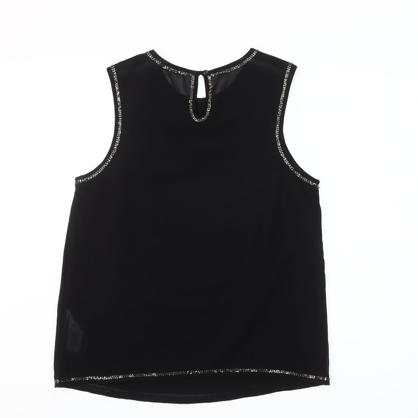 New Look Women's Black Beaded Sequin Sleeveless Blouse Size 10