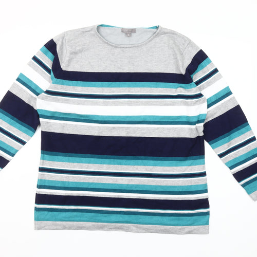 Freshwear Women’s Multicoloured XL Striped Crew Neck Knit Jumper