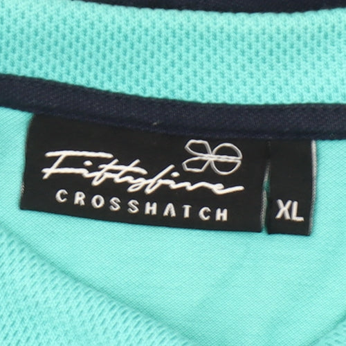 Crosshatch Mens XL Blue Colourblock Polo Shirt Short Sleeve Cotton