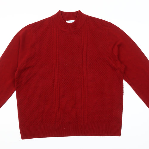 Paul Henry Women Red Acrylic Mock Neck Pullover Jumper Size 20