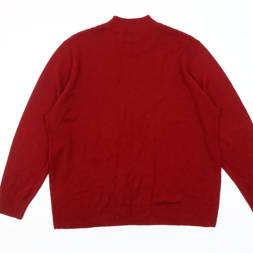 Paul Henry Women Red Acrylic Mock Neck Pullover Jumper Size 20