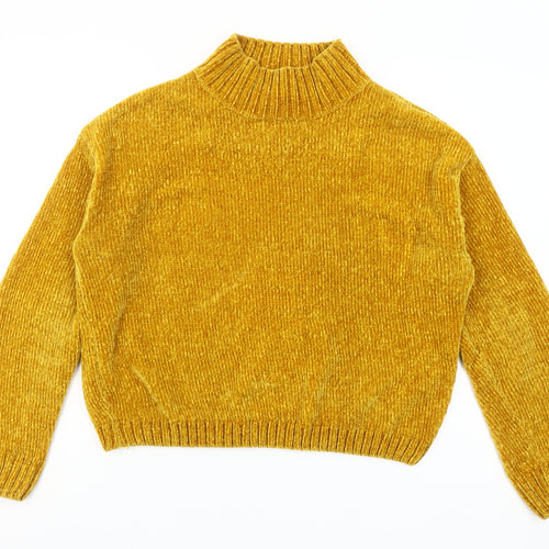 Pull & Bear Women’s Yellow Mock Neck Knit Jumper Size S