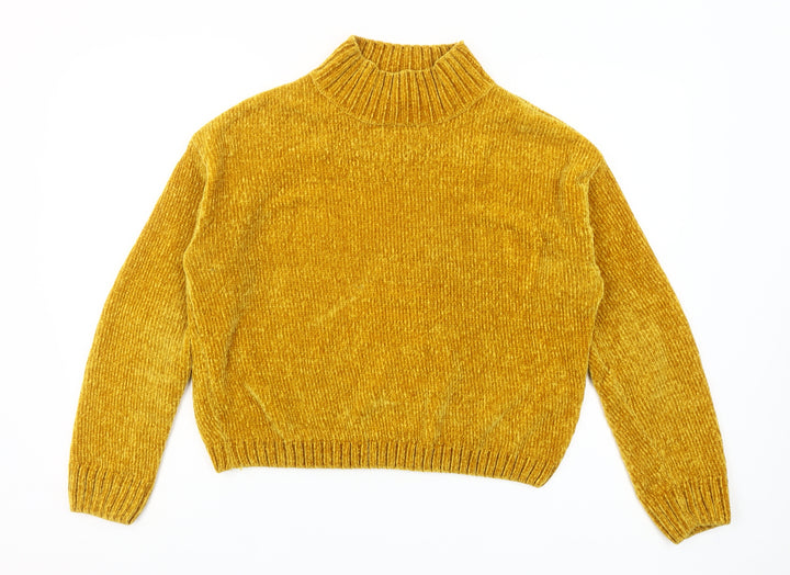 Pull & Bear Women’s Yellow Mock Neck Knit Jumper Size S