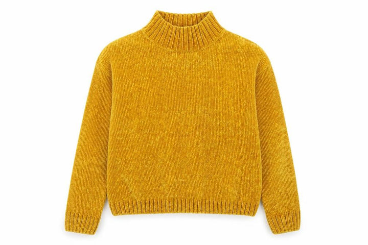 Pull&Bear Women’s Yellow Mock Neck Knit Jumper Size S