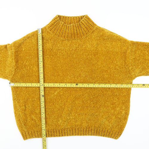 Pull & Bear Women’s Yellow Mock Neck Knit Jumper Size S
