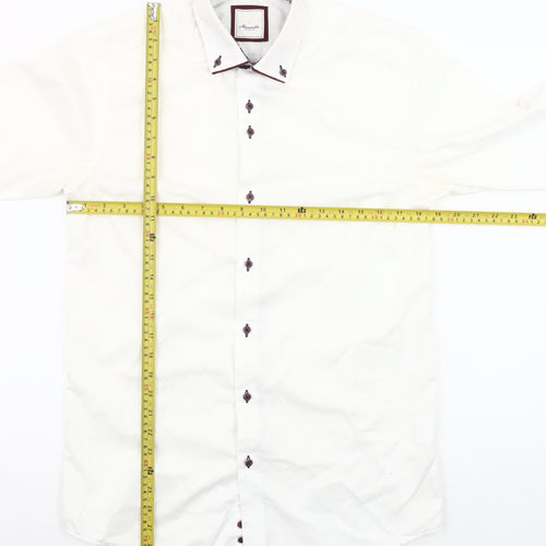 Marnelli Men's White Cotton Long Sleeve Formal Dress Shirt Size S