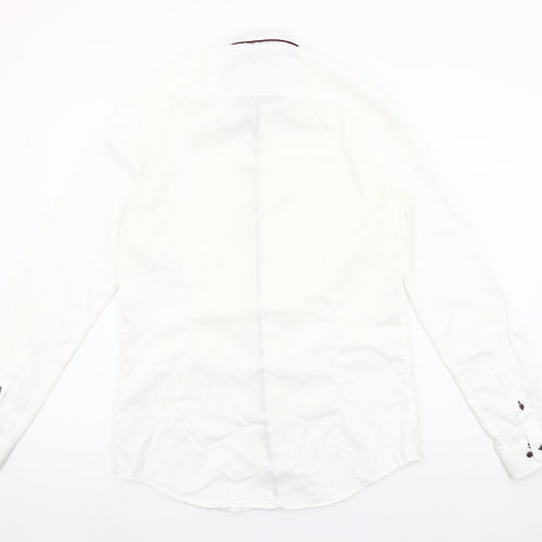 Marnelli Men's White Cotton Long Sleeve Formal Dress Shirt Size S