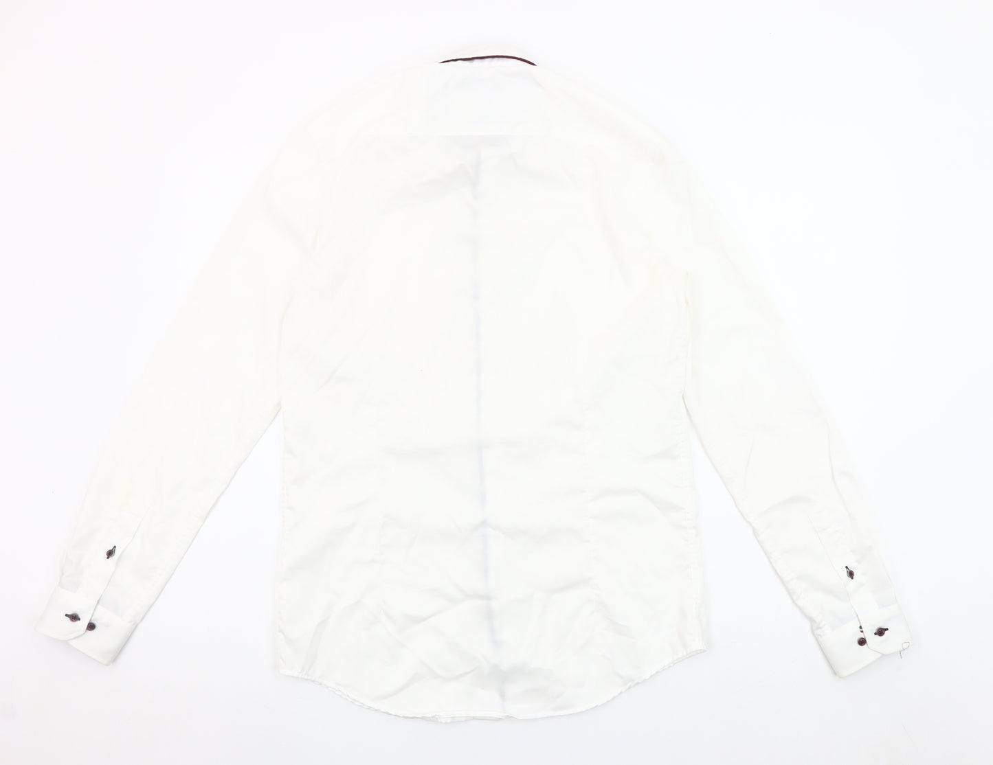 Marnelli Men's White Cotton Long Sleeve Formal Dress Shirt Size S
