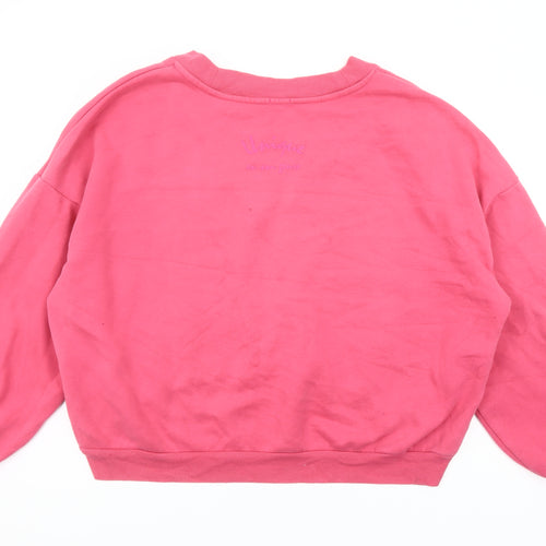 Gémo Womens Pink V-Neck Pullover Sweatshirt Size L Cotton Blend