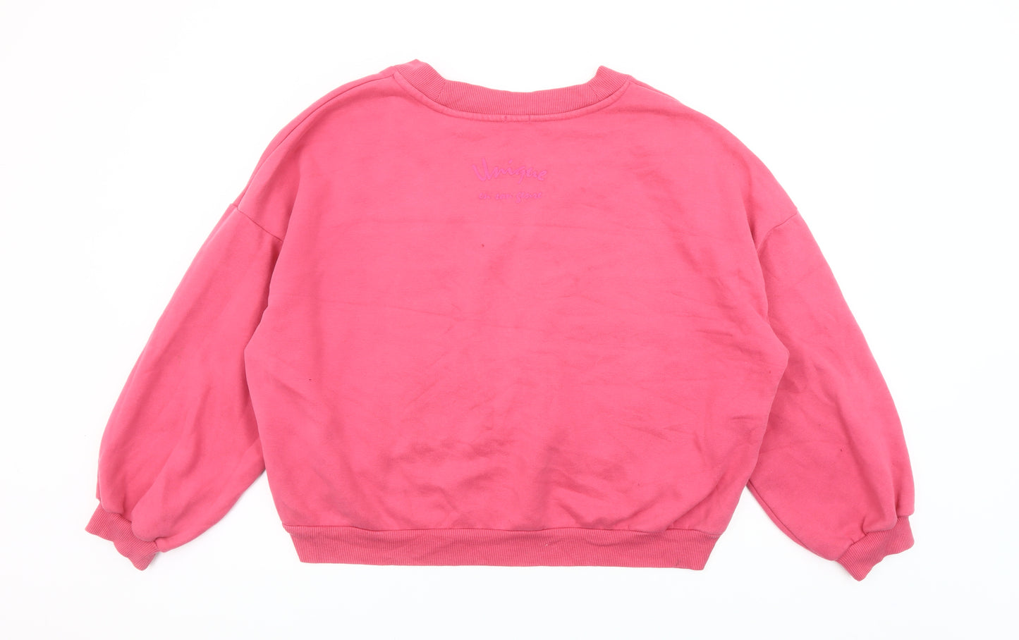 Gémo Womens Pink V-Neck Pullover Sweatshirt Size L Cotton Blend