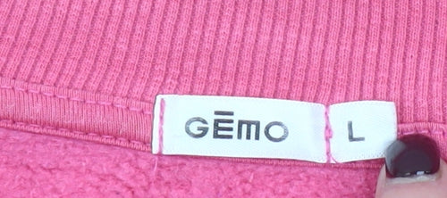 Gémo Womens Pink V-Neck Pullover Sweatshirt Size L Cotton Blend
