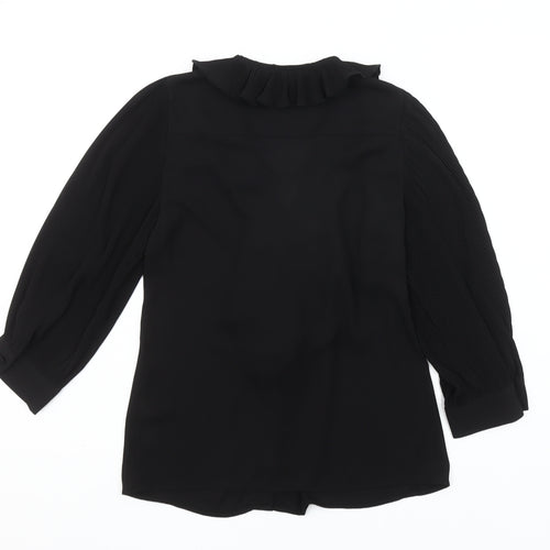 Savida Women's Black Ruffle Long Sleeve Blouse Size 2XS
