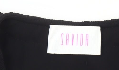 Savida Women's Black Ruffle Long Sleeve Blouse Size 2XS