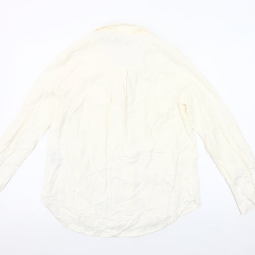 ONLY Women's Ivory Linen Blend Button-Up Shirt Size S
