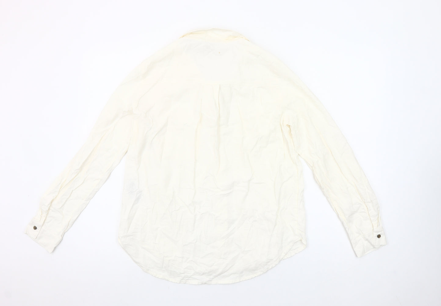 ONLY Women's Ivory Linen Blend Button-Up Shirt Size S