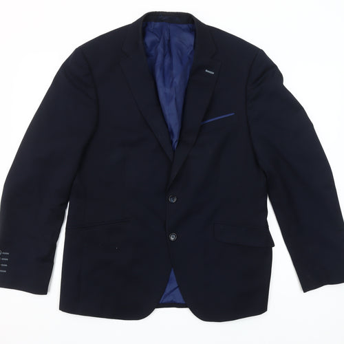 Daniel Grahame Men's Blue 40S Slim Fit Wool Blend Two-Button Blazer