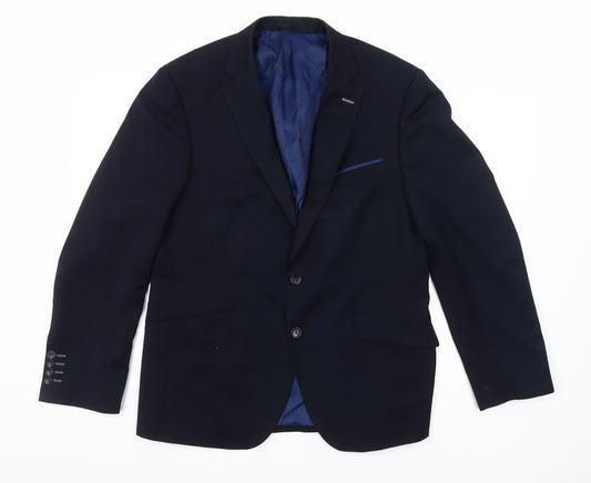 Daniel Grahame Men's Blue 40S Slim Fit Wool Blend Two-Button Blazer