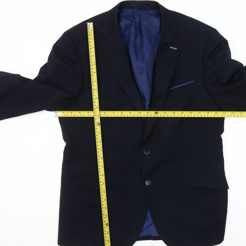 Daniel Grahame Men's Blue 40S Slim Fit Wool Blend Two-Button Blazer