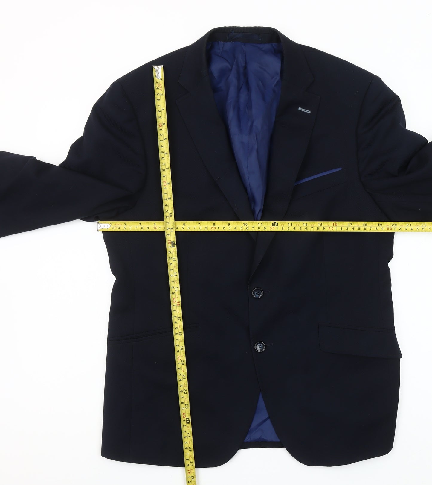 Daniel Grahame Men's Blue 40S Slim Fit Wool Blend Two-Button Blazer