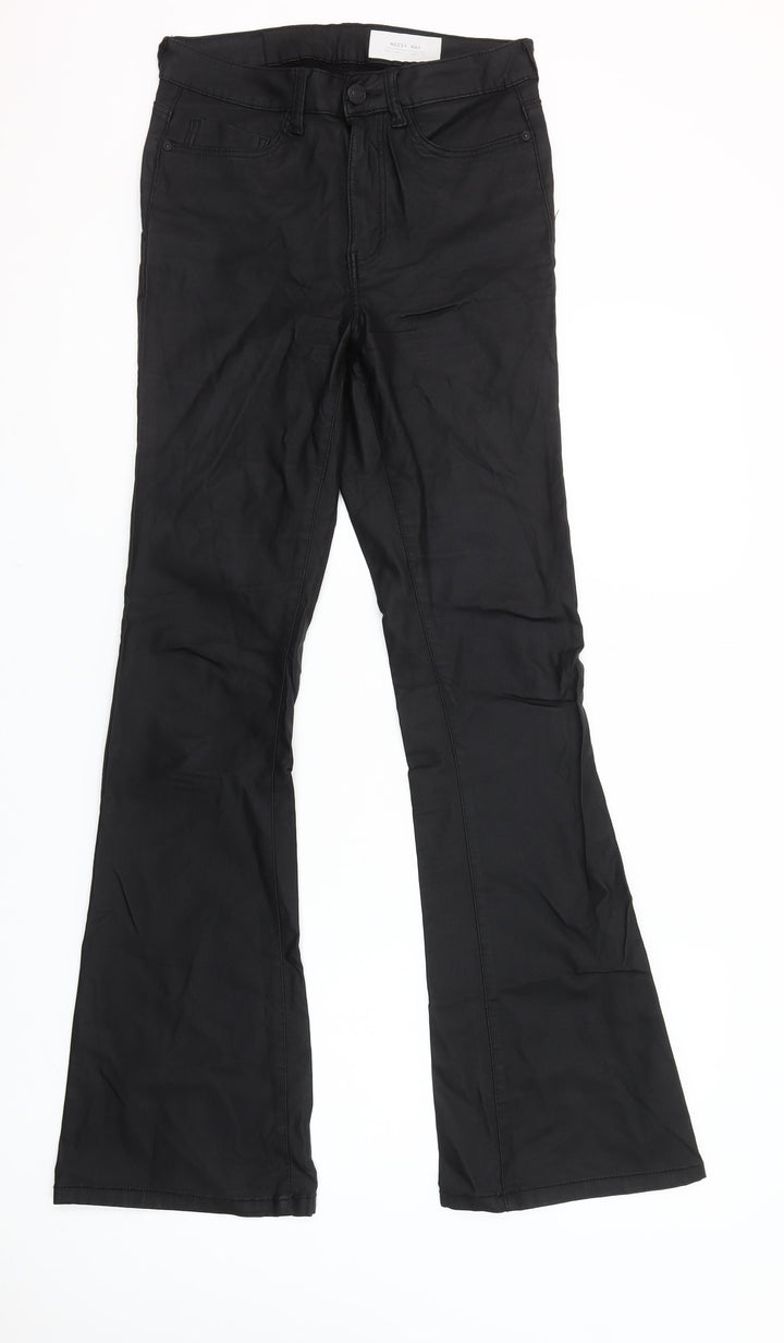 Noisy May Women's Black Flared Coated Trousers Size S
