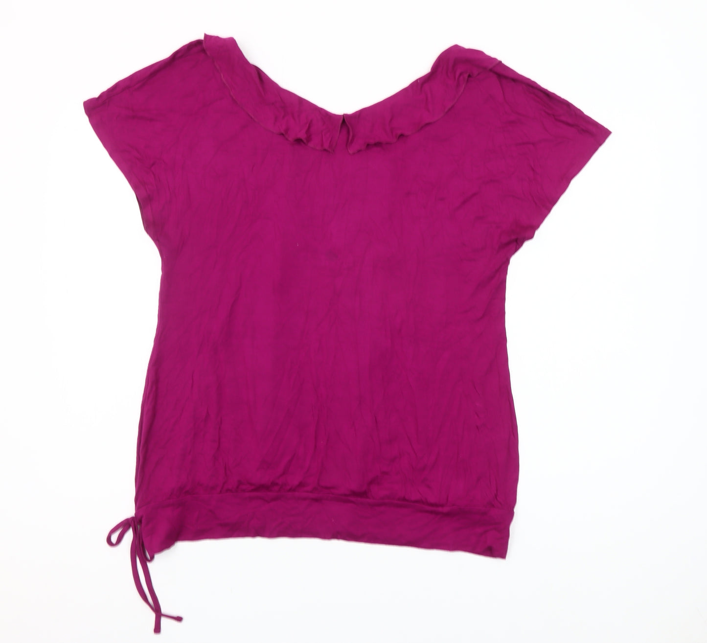 Kaliko Womens Purple Ruffle Tunic Blouse Size 16 Short Sleeve