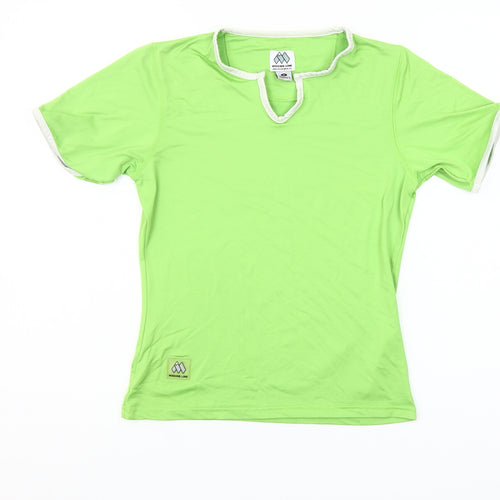 Missing Link Women's Green V-Neck Short Sleeve Slim Fit T-Shirt Size 8