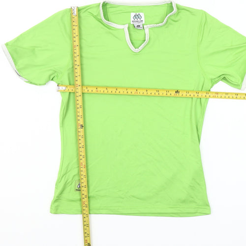 Missing Link Women's Green V-Neck Short Sleeve Slim Fit T-Shirt Size 8