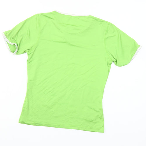Missing Link Women's Green V-Neck Short Sleeve Slim Fit T-Shirt Size 8