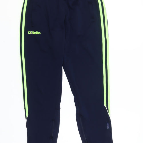 O'Neills Women's Navy Jogger Trousers Small Green Stripe Zip Ankle