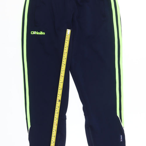 O'Neills Women's Navy Jogger Trousers Small Green Stripe Zip Ankle