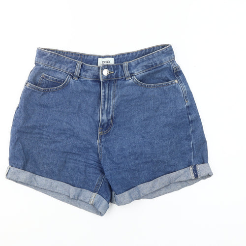 ONLY Women's Blue Denim High-Rise Mom Shorts XS