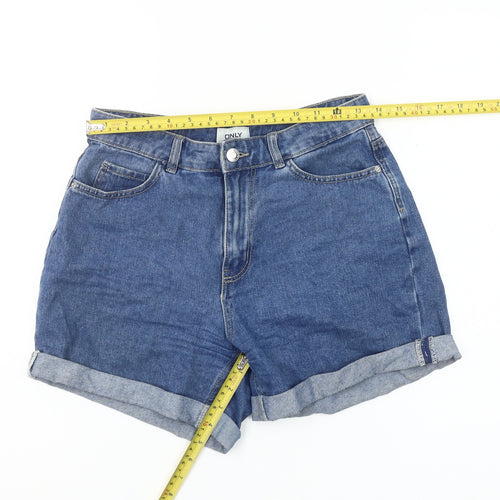 ONLY Women's Blue Denim High-Rise Mom Shorts XS