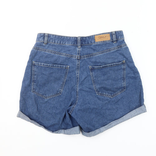 ONLY Women's Blue Denim High-Rise Mom Shorts XS