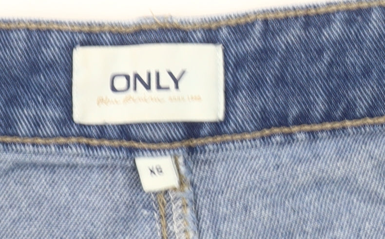 ONLY Women's Blue Denim High-Rise Mom Shorts XS