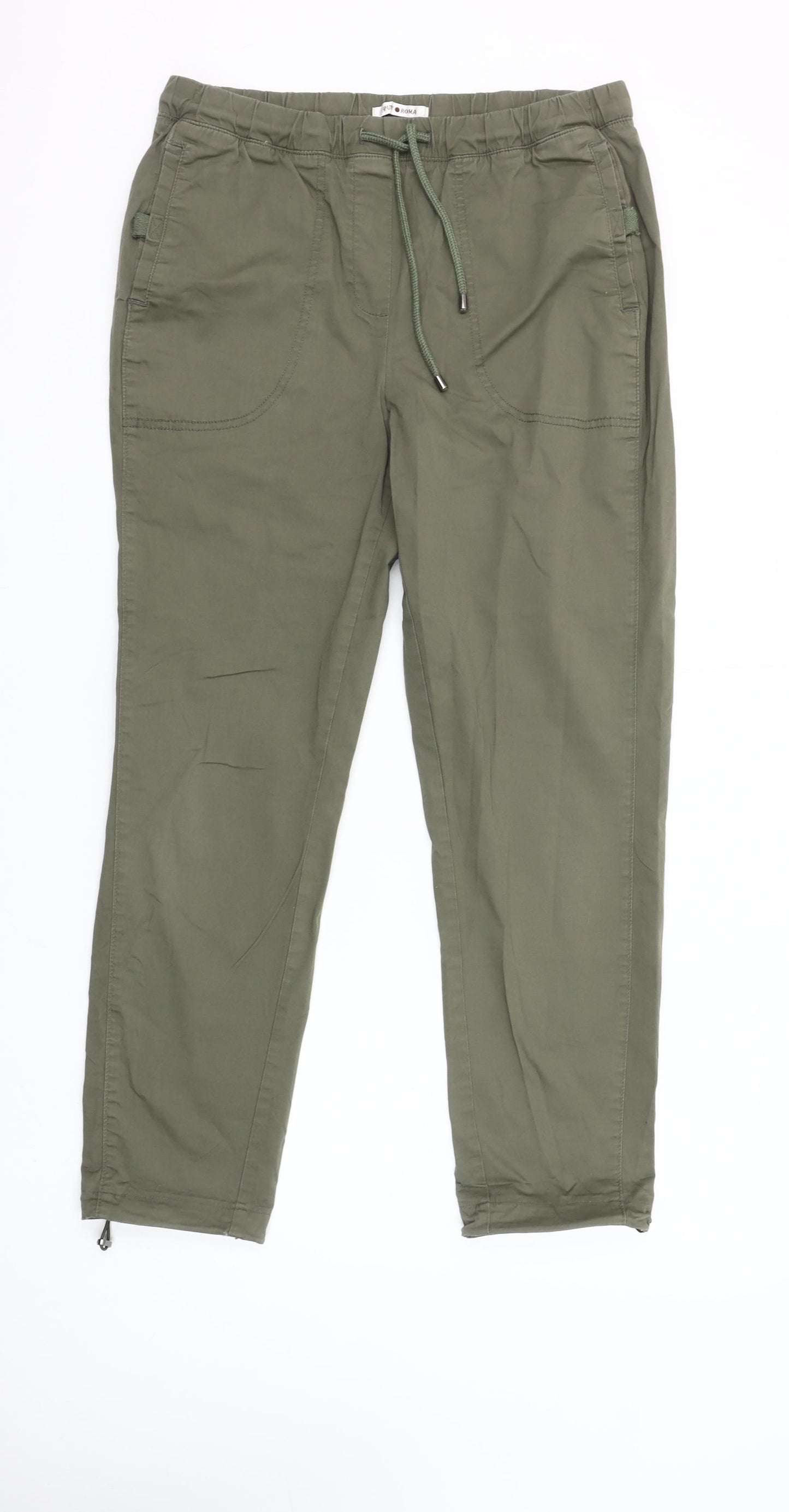 Punt Roma Womens Green Cotton Stretch Jogger Trousers Size S
