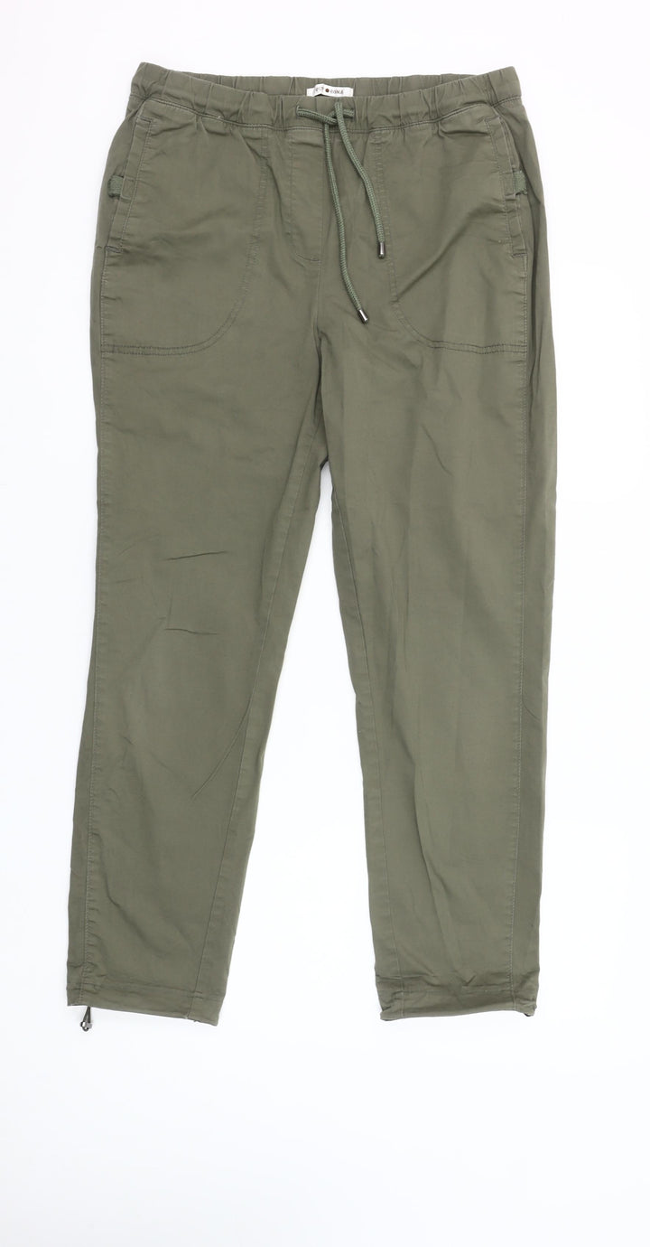 Punt Roma Womens Green Cotton Stretch Jogger Trousers Size S