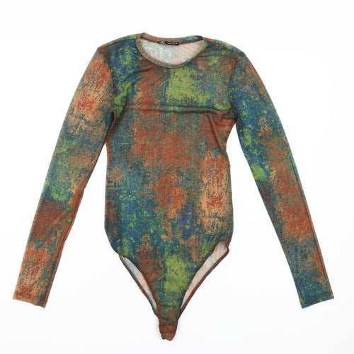 Zara Women's Multicoloured Abstract Mesh Long Sleeve Bodysuit Size S