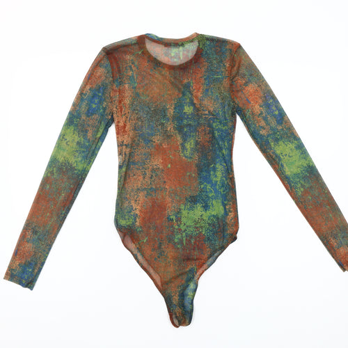 Zara Women's Multicoloured Abstract Mesh Long Sleeve Bodysuit Size S