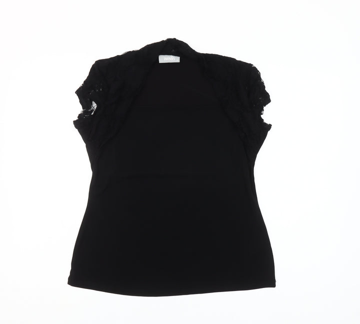 Wallis Womens Black Lace Cap Sleeve Camisole Blouse Size 16